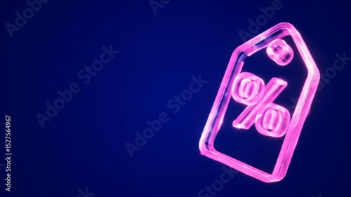 Neon Pink Discount Tag  Glowing Sale Percentage Sign