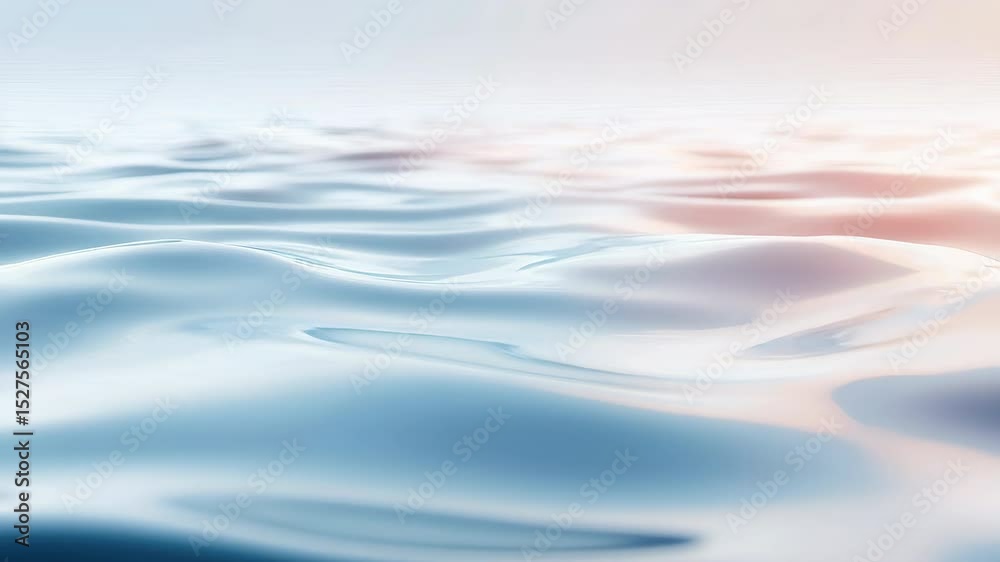 Calm blue ocean waves with soft water surface and gentle light