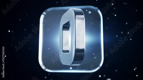 Futuristic Glass Icon Design 3D Render of a Sleek, Modern App Symbol