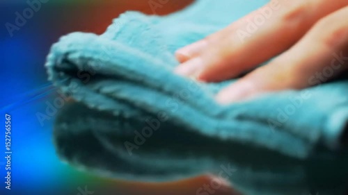 Cleaning Surface with Microfiber Cloth A Close-up Image