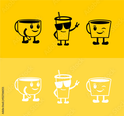 set of drinks icon cartoon logo vector ilustration