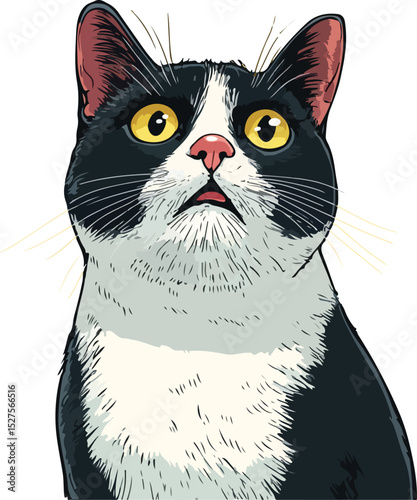 Surprised Cat Close-Up Vector