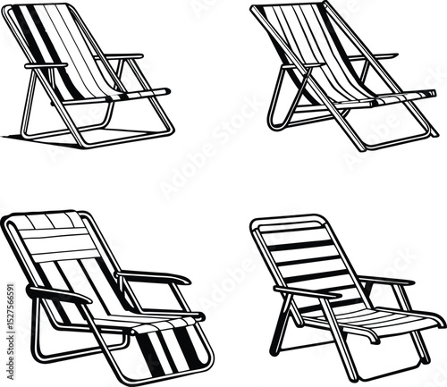 Relaxing Folding Chair Silhouette for Outdoor and Indoor Spaces.