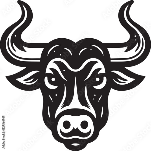 Minimalist Black and White Bull Vector Illustration