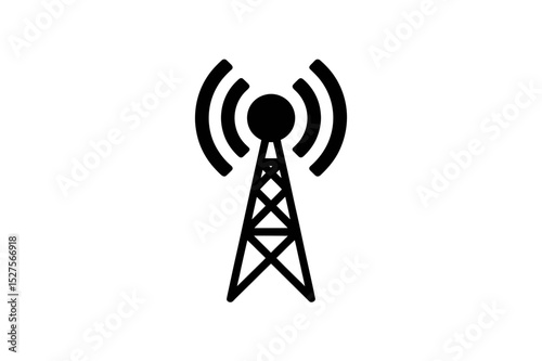 Black silhouette of a radio transmission tower icon