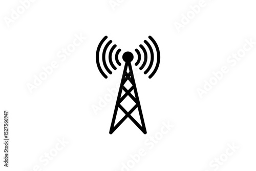 Illustration of a black communication tower icon