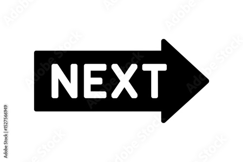 Black arrow pointing right with the word next on it