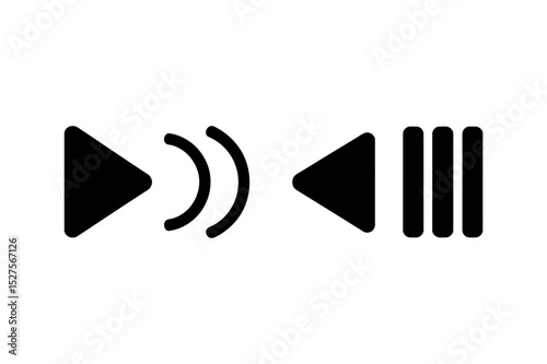 Media player control icons in a simple flat style