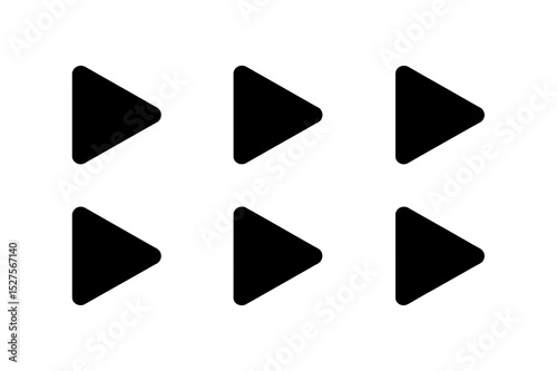 Collection of six black right pointing triangles
