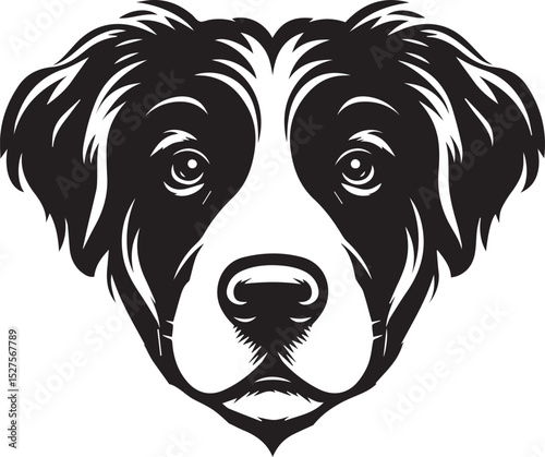Black & White Silhouette Dog Vector | High-Quality Canine Clipart Design