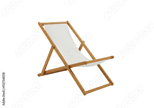 Obraz na plátně Isolated Wooden Beach Chair with White Canvas Summer Relax