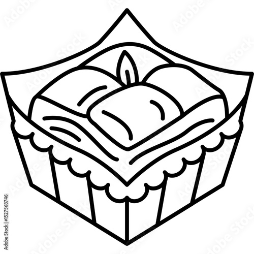 Baklava Icon in Line Vector Style, Middle Eastern Baklava Sweet Pastry
