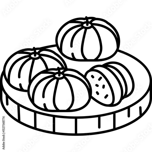 Dadar Gulung Icon in Line Vector Style, Indonesian Dadar Gulung Coconut Roll