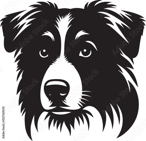 Black & White Silhouette Dog Vector | High-Quality Canine Clipart Design