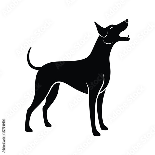 Minimalist Generic Dog Barking Black Vector Silhouette
