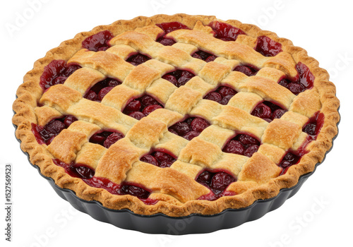 Canvastavla Isolated Cherry Pie with Lattice Crust