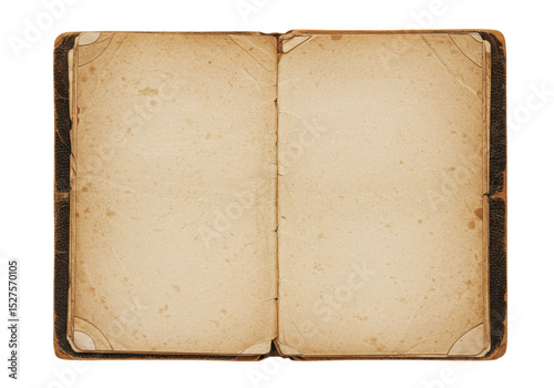 Isolated Open Vintage Book Blank Pages Empty Template