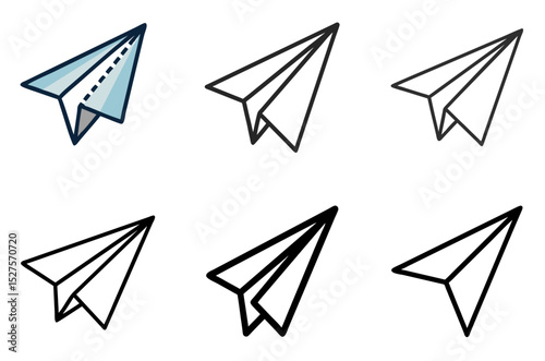 Paper Airplane Icon Send Message Mail Fly Symbol Set