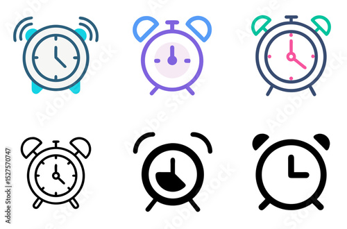 Alarm Clock Icon Time Wake Up Reminder Schedule Symbol Set