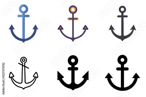 Anchor Icon Marine Nautical Boat Ship Symbol Set