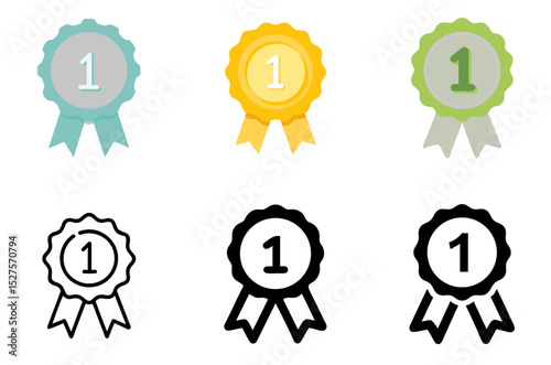 First Award Ribbon Icon Winner Achievement Victory Excellence Digital Pack