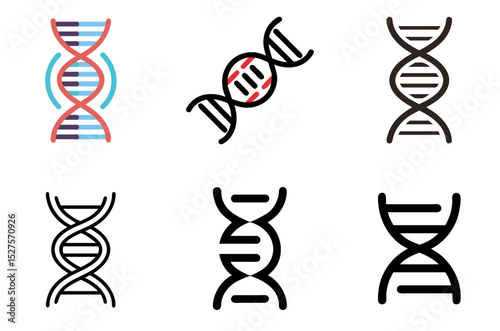 DNA Icon Genetic Biology Science Data Symbol Set