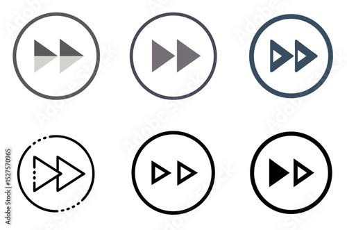Fast Forward Icon Media Player Control Symbol Set