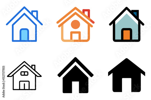 Home Icon House Building Property Residence Symbol Set