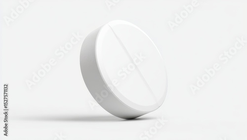 White pill, round, slightly angled, on white background