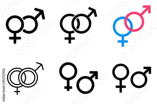 Male And Female Symbol Icon Gender Couple Human Diversity Set 