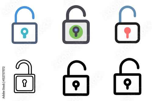 Lock Open Icon Unlock Access Secure Private Symbol Set 