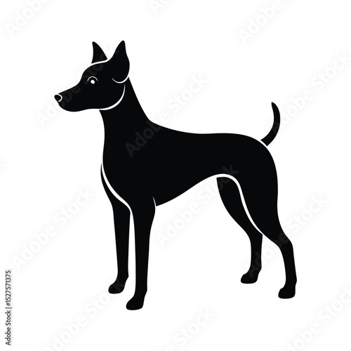 Minimalist Mixed Breed Dog Black Vector Silhouette
