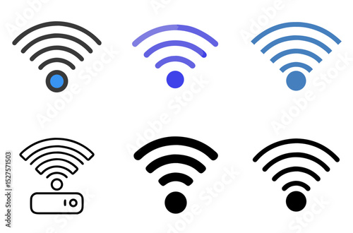 Wifi Icon Set – Wireless Signal, Internet, and Network Vector Symbols