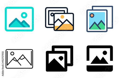Picture and Multimedia Icons – Photo Frame, Snapshot, and Image Vector Design