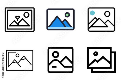 Photo and Image Icons – Gallery, Snapshot, and Frame Vector Collection