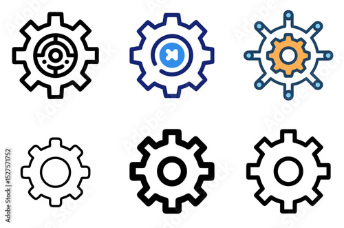 Gear Icon Set – Settings, Mechanism, and Technology Vector Symbols