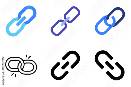 Link Icon Set – Connection, Chain, and Network Symbols in Vector Style