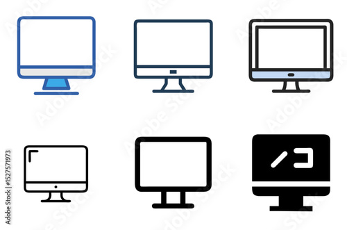Computer Monitor Icons – Display, Screen, and PC Symbol Vector Collection