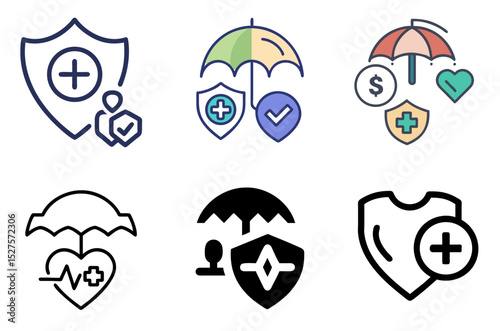 Medical Insurance Icon – Healthcare, Safety, Secure Policy, and Hospital Protection Vector Outline Symbol