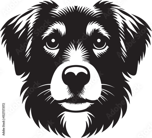Black & White Silhouette Dog Vector | High-Quality Canine Clipart Design