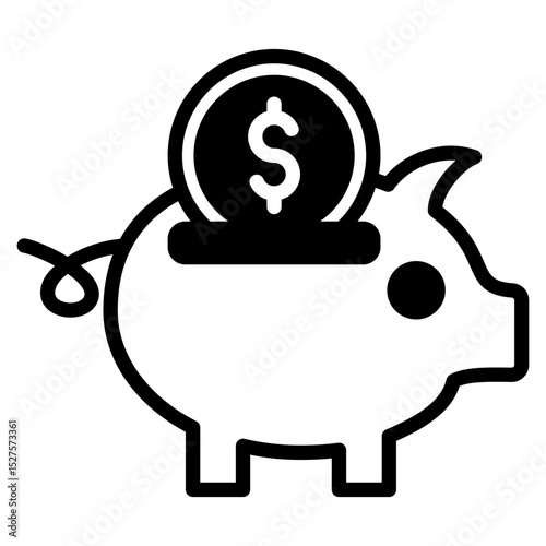 Piggy Bank outline mixed icon