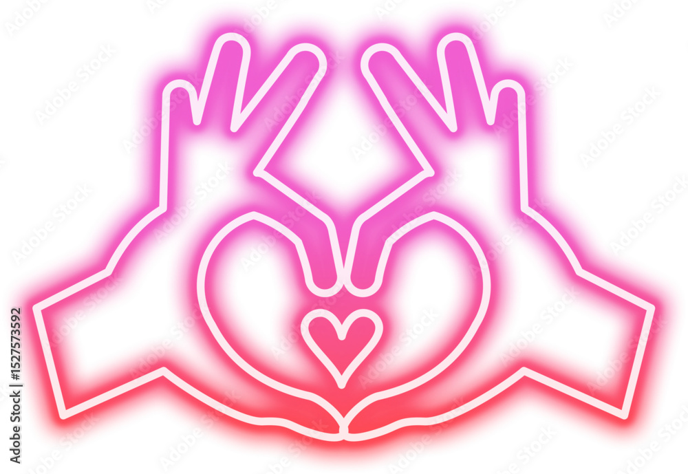 Obraz premium Neon Hand Sign Language Icon