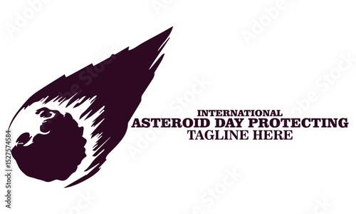 International asteroid day protecting vector illustration. Illustration Space, asteroids, planet earth protection concept logo background