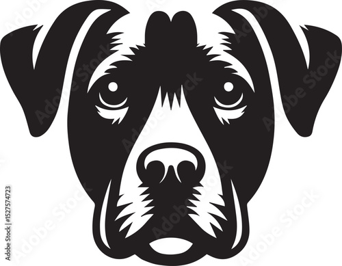 Black & White Silhouette Dog Vector | High-Quality Canine Clipart Design