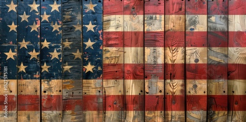 A wooden wall with American flag painted on it