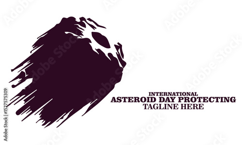 International asteroid day protecting vector illustration. Illustration Space, asteroids, planet earth protection concept logo background