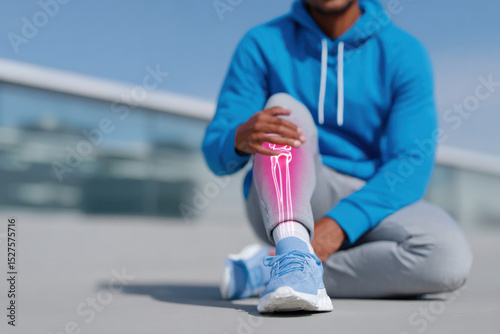 Athlete experiencing shin splints pain, highlighting bone structure