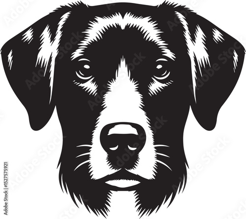 Black & White Silhouette Dog Vector | High-Quality Canine Clipart Design