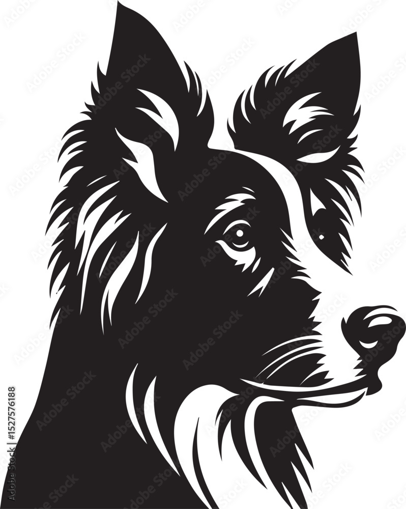 Fototapeta premium Black & White Silhouette Dog Vector | High-Quality Canine Clipart Design