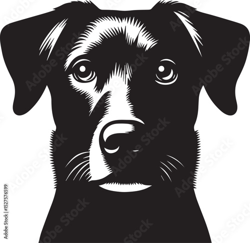 Black & White Silhouette Dog Vector | High-Quality Canine Clipart Design